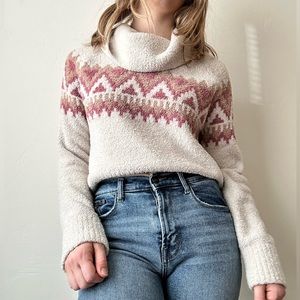 White/Pink Teddy Bear Sweater size Medium